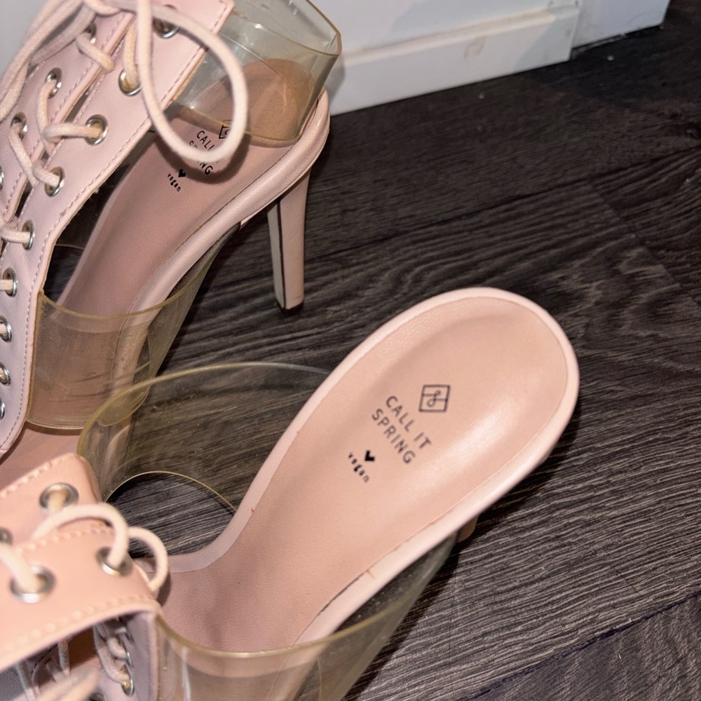 Call It Spring Transparent Lace-Up Heels - Picture 4 of 6